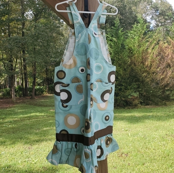 Ruffle Pant Overalls Blue & Brown NEW - Picture 2 of 9